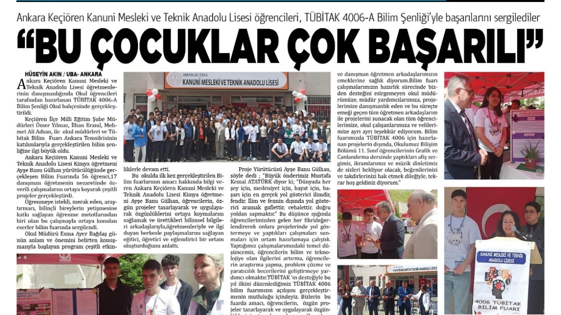 OKULUMUZ ANKARA ŞEHİR GAZETESİNDE